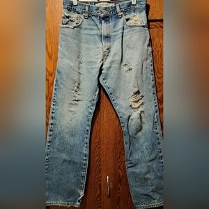Levi's 517 Men's Bootcut Jeans in Distressed Light Blue Vintage Y2K